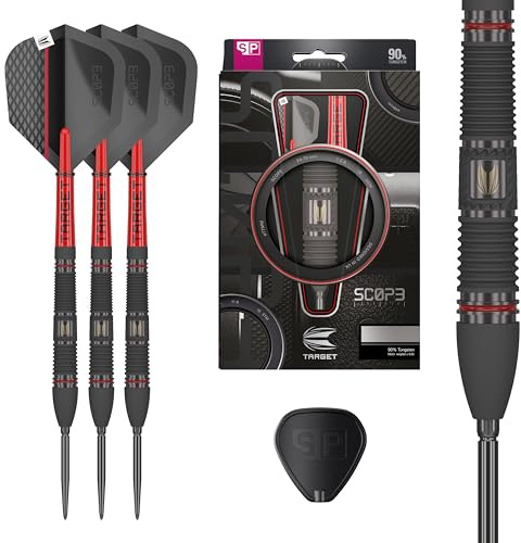 Target Darts Scope Swiss Point Steeldarts, 90% Tungsten Dart-Set | Steeldarts, Darts in Rot & Schwarz, Profi Dart-Set mit Swiss Points & Tool | Barrel 01/02/03/04 –21G/22G/23G/24G/25G