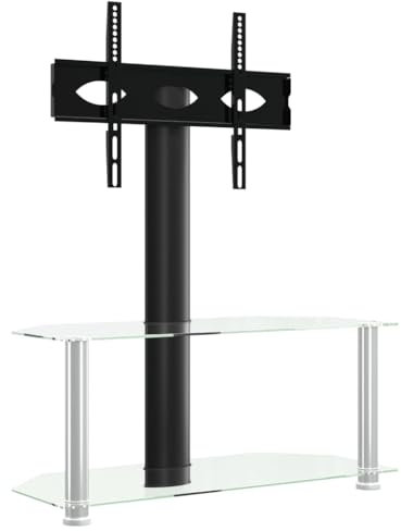 Wenjingqi-358168 Meuble TV d'angle 2 niveaux pour 32-70 pouces Noir argenté