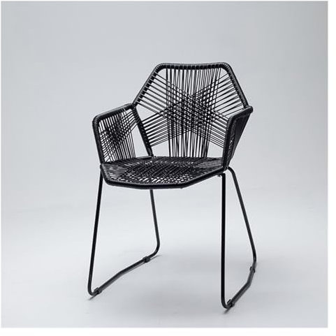 Rattanstuhl Gartenstühle Rattan-Esszimmerstuhl, Rattanstuhl, Outdoor-Freizeitstuhl, moderner Stuhl mit Rückenlehne for Café, Esszimmer, Wohnzimmer, Schlafzimmer für Garten， Terrasse， Balkon(Schwarz)