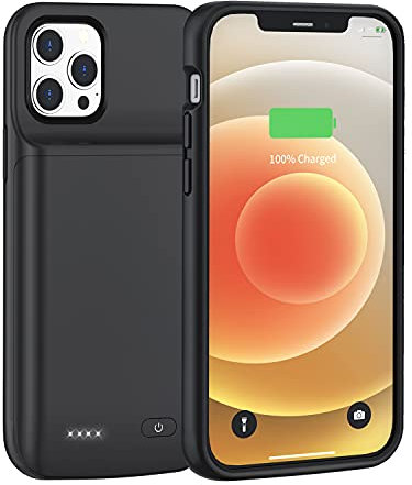MIGAFEI Battery Case for iPhone 12/12 Pro, 7000 mAh Rechargeable Battery Charging Case Battery with Protective Film, Portable Battery Charger Case, Powerful Power Bank(Black)