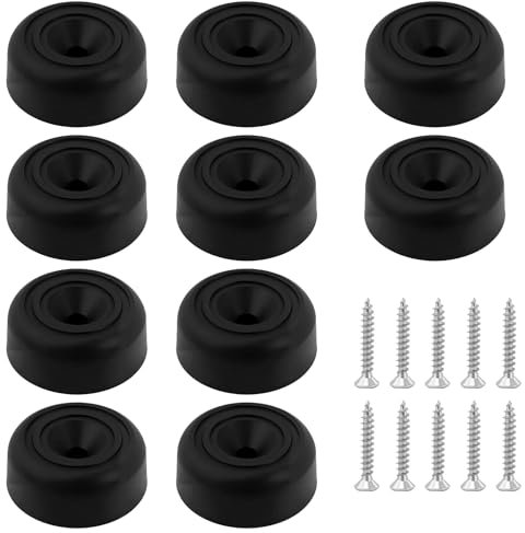 JRSHIRLEYLTD Piedini per mobili, colore nero, 10 pezzi, rotondi, diametro 33 x altezza 13 mm, piedini in plastica per mobili, divano, con 10 viti per armadio, divano, sedia