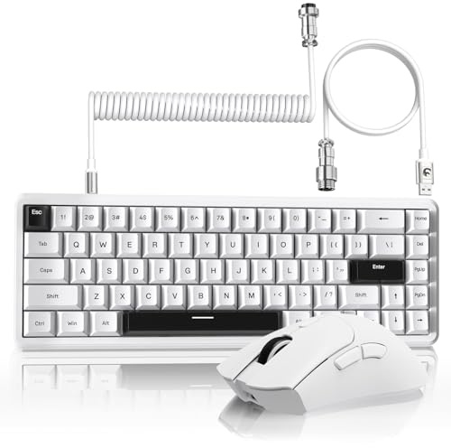 MAMBASNAKE x ATTACK SHARK Wired Gaming Tastatur und Maus Combo, X65HE Gaming Keyboard and Mouse Set White, 59g Superlight PAW3311 Wireless Mäuse, Mini 65% Rapid Trigger Magnetic Tastatur, QWERTY -Weiß