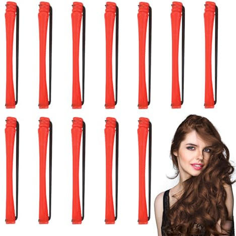 Lockenstab ohne, Lockenstab ohne, 12 Lockenstäbe für langes Haar mit Gummibändern – wärmefreies Werkzeug für Frauen in der Nacht für Zuhause und auf Reisen