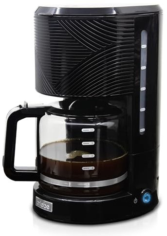 briebe Elegance Macchina Caffè Americano 10 Tazze, Caffettiera con Filtro Permanente Riutilizzabile, Funzione Mantenimento Caldo, Sistema Antigoccia 1,25L, Nero