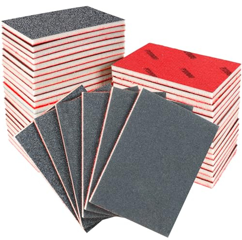36 Pcs Sanding Sponge - 80/120/180/240/320/400 Grit Sanding Pads, Flexible Sandpaper Block Coarse and Fine, Foam Sand Pads Washable and Reusable, Wet and Dry Sandpaper for Metal Wood Wall Polishing