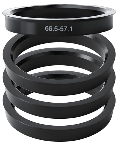 4 Pezzi Anelli Di Centraggio 66,6 A 57,1, Anello Di Centraggio Cerchio In Plastica Nero, Anelli Di Centraggio Universali, Compatibili con VW Mercedes, Riduzione delle Vibrazioni per Cerchi