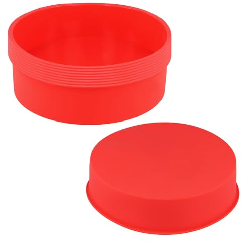SYUTBOU 8 stycken runda silikonbakformar, 21,5 x 5,5 cm, röda kakformar för bakning, fjäderform, silikon för tårtor, desserter