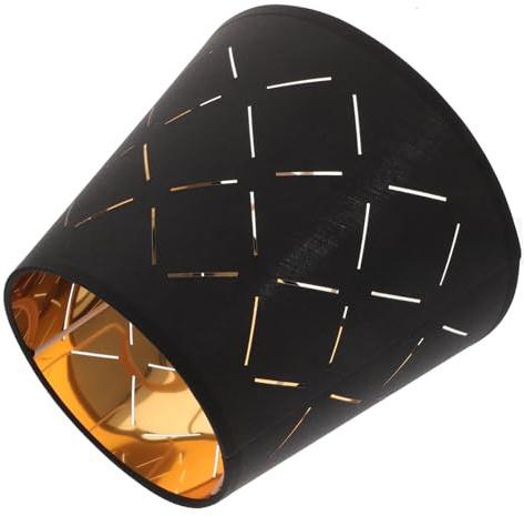Schwarzer Lampenschirm Groß für Tisch und Stehlampe, Ersatz | Lampenschirm Schwarz Gold, Gewebe und Metall, Einfache Montage, Leicht und Klassisch für Zuhause