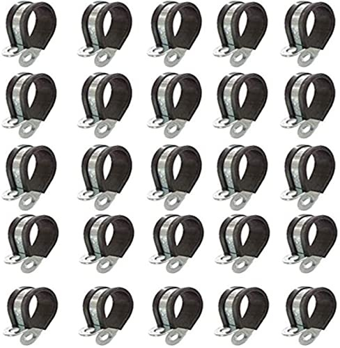 YKMYXZ, 30 Stück, Schlauchschellen aus Edelstahl 304 mit Gummipolster, Rohrschelle, U-Schellen, Metallkabelschellen-Set, P-Clips(35mm)