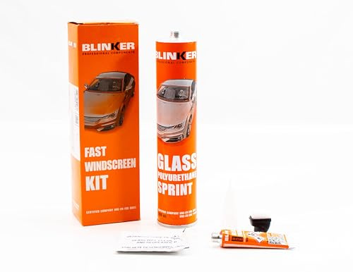 BLINKER Kit Complet Colle Pare-Brise Polyuréthane Rapide 310 ML + Lingette Nettoyante + Apprêt Applicateur | Mastic PU Étanche et Élastique | Séchage Rapide & Résistant à l’Eau