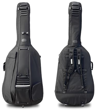 MJMLUCK 3/4-Kontrabass-Gigbag mit Rädern, Oxford-Stoff, Dicke Kontrabasstasche, weich (schwarz) (schwarz)