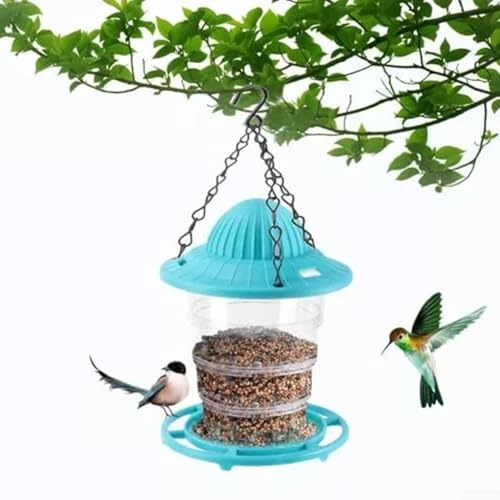 Yuanpgky Vogelfutterstation zum Aufhängen für den Außenbereich für einfaches Nachfüllen und Reinigen, Eichhörnchensicheres Design mit einziehbarem Haken, 2er-Pack Kunststoff-Futterspender in Grün und