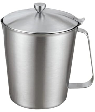 Gadpiparty Tasse à Mesurer Inox avec Couvercle Graduée pour Latte Art et Mousse de Lait Pichet Doseur Précis pour Cuisine et Café