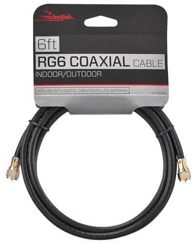 Rocketfish RG6 Coaxial Cables & 2-Way Splitter – High-Speed TV, Antenna, Modem & Cable Box Connectivity for Home Theater & Internet Setup (Coaxial Cable (6 ft))