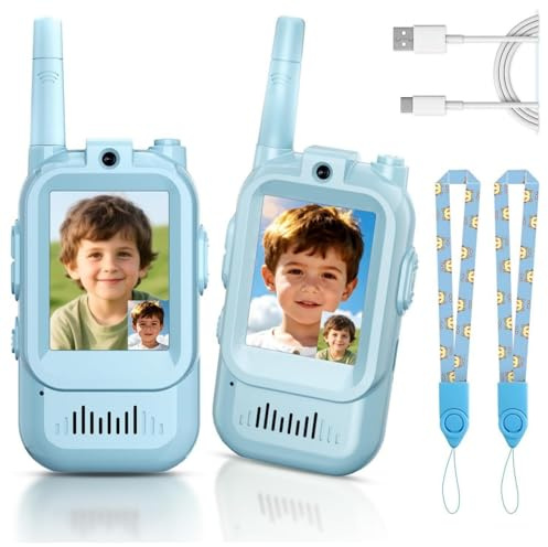 Talkie Walkie Enfants avec Vidéo & Caméra HD, Talkie-Walkie Rechargeable USB (650mAh), 4 Modes de Voix Changée, Portée 100-400m, Cadeau pour Garçons/Filles