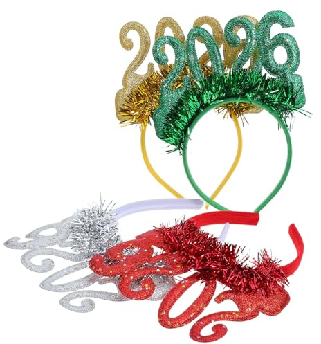 VILLFUL 4 St Nyårshårband med Glitter och Bekväma Nyårsafton Håraccessoarer för Vuxna Festliga Fotorekvisita för Nyårsfirande och Födelsedagskalas