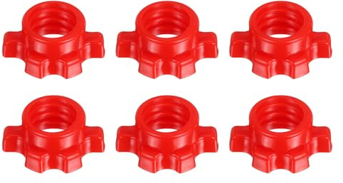 YELARXI Dumbbell Collars, Barbell Spin Lock Hex Nuts Anti Slip Weight Clip 1 & 6 Pack & Plastic & Red - Fitting for (1 Standard Barbell - Dumbbell - Weight Lifting)