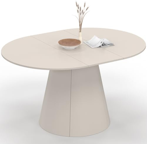 IDMarket - Tavolo da pranzo rotondo allungabile angelo 6 persone legno beige 110-150 cm