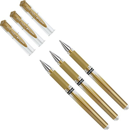 3 Stück Mitsubishi - Gelroller uni-ball SIGNO UM-153, Spitze: 0,6 mm, gold