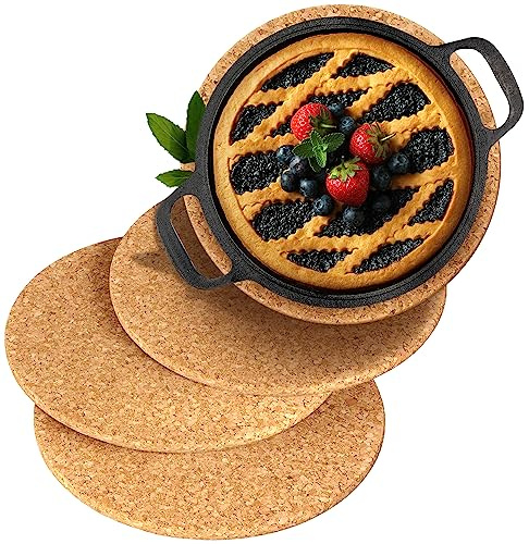 Topfuntersetzer aus Kork | 25cm | 4 Stück | Runde Untersetzer für Töpfe, Pfannen - Dekorative Unterlage auch zum Basteln geeignet - Mini-Pinnwand - hitzebeständig rutschfest - aus Portugal