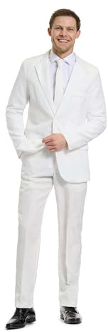 Offstream Men's Party Costume - 2 Piece Casual Suit Outfit - White L