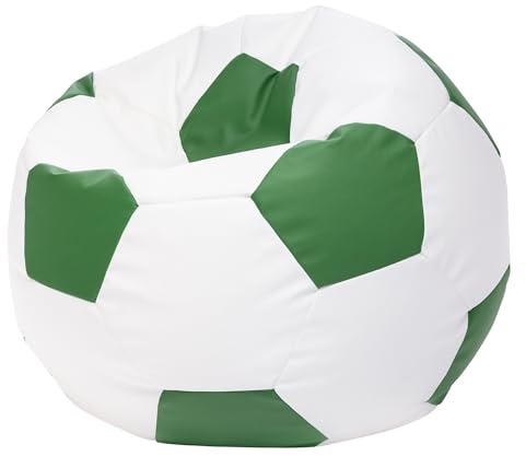 Ecopuf Sitzsack Ball - Bean Bag Ball - Sitzsäcke fur Gaming Sack - Zubehör für Fussball Kinderzimmer - Öko-Leder - 65x45cm, Grün E9