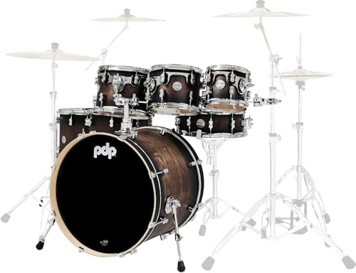 Pdp Concept Series 7Piece Maple Shell Pack W/ 22 Bass Drum & Chrome Hardware - Satin Charcoal Burst
