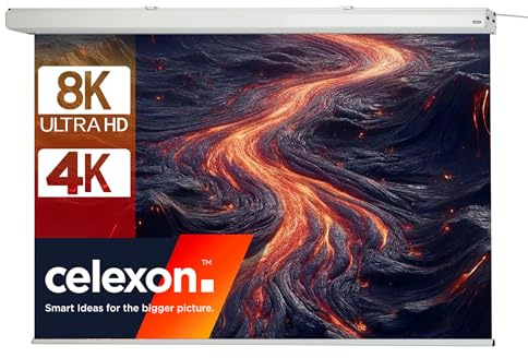 celexon Expert Motor-Leinwand 130 | 280x175 cm 16:10 | elektrische 8K, Full-HD Beamer-Leinwand für Heimkino- & Büro-Präsentationen | zur Decken- & Wand-Montage | mit Fernbedienung