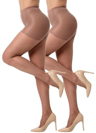 Silkies Women's Control Top Pantyhose with Run Resistant, Light Support Legs (2 Pair Pack) - XX-Large Suntan