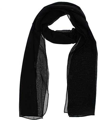 WESTEND CHOICE Ladies Chiffon Scarves Women Plain Neck Scarf Soft Headwrap Girls Headscarf Sheer Wrap women's scarves & wraps 150x45 cm (Black)