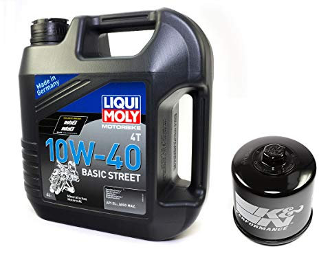 Motoröl Set mineralisch 10W40 4 Liter + Ölfilter KN138 für Cagiva Kawasa ki Sachs S u z u k i Navigator Raptor KLV DL GSF GSR GSX GSX-R GW RF SFV SV