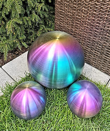 Jürgen Bocker Gartenambiente Dekokugel Rainbow matt 3er Set 30-15-15 cm aus Edelstahl Kugel Dekorationskugel Gartenkugel