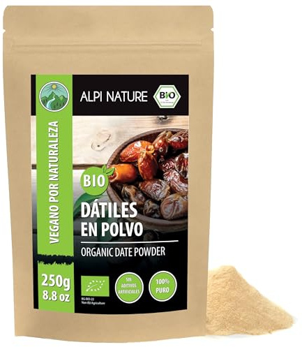 Alpi Nature Azúcar de Dátil Orgánico 250g, Dátiles Orgánicos Molidos en Polvo, Sustituto del Azúcar