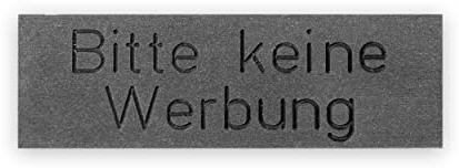 Gravur 24 Briefkastenschild Bitte keine Werbung graviert 6,0x2,0cm selbstklebend Silber