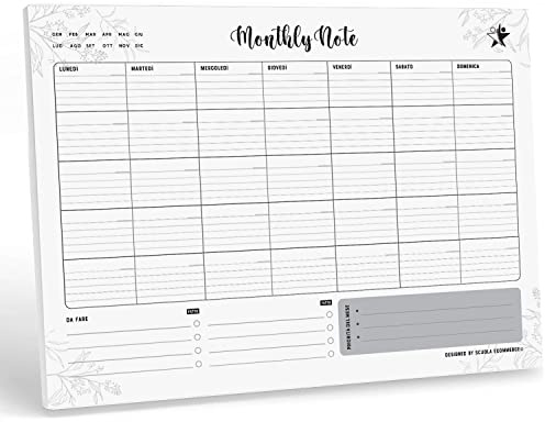 Scuola Ecommerce Monatsplaner Monthly Note 18 Blätter zum Abreißen Monatsplaner A3+ für Büro, Schule, Zuhause Monatsplaner Schreibtisch - To Do List Planer Termine, Priorität - 32,9 x 48,3 cm
