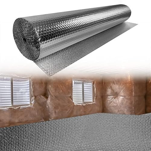 YUENFONG 1 x 10m Isolierfolie Thermofolie, Doppelte Luftpolsterfolie aus Aluminium, Dämmfolie Reflexionsfolie Thermofolie Dicke ca. 3-4mm Isolierungsfolie, für Böden, Fenster