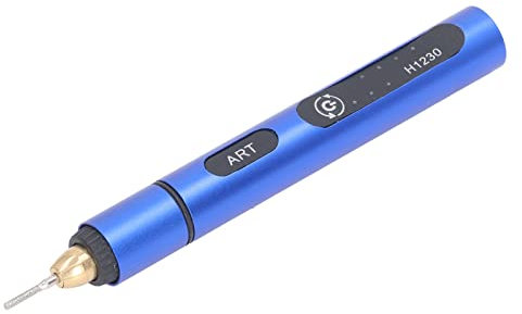 Elektrischer Gravierstift mit 4 Bits, 3 Gänge, 5.000 U/min – 18.000 U/min, Wiederaufladbarer USB-Kabel-Gravierstift, Tragbarer DIY-Graveur für Schmuck, Holz, Glas, Steinschnitzerei (Blau)