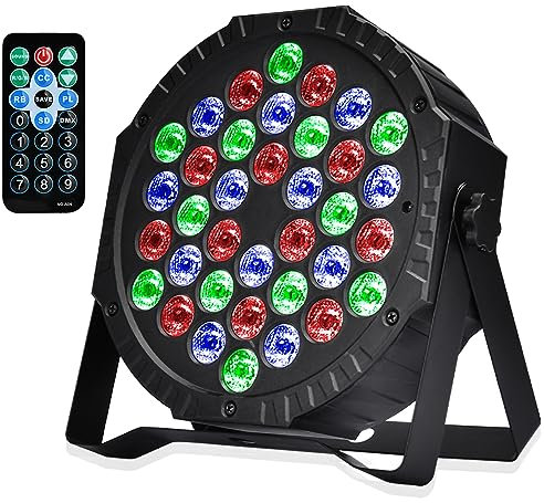 Luci da Palco Discoteca 36 LED Par LED Luce da Palcoscenico Controllo Vocale Luci da DJ Luce Festa 7 Modalità Illuminazione con Telecomando per DJ Bar Party Matrimonio Banda Halloween Natale