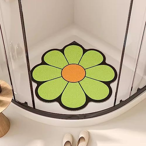 Komfortabel Duschmatte Rutschfest Halbrund, Duschmatte Dreieckig für Eckdusche, Duschmatte Dreieckig, PVC-Luffa Badematte Halbrund mit AblauflöChern Sicherheits, Schnell Trocknend,A,80x80cm(32x32inch）