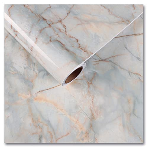 CRE8TIVE Cyan Gold Marmor Folie Tapete Selbstklebend 60cm x 300cm Klebefolie Möbel Marmoroptik Folie Arbeitsplatte Küche Tapete Wohnzimmer Badezimmer Wasserfest Selbstklebend Schrankfolie