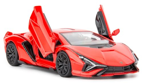 RMZ City 1/36 Skala Lamborghini Sián FKP37 Casting Car Modell, Zink Legierung Spielzeugauto für Kinder, Pull Back Fahrzeuge Spielzeugauto für Kleinkinder Kinder Jungen Mädchen Geschenk (rot)