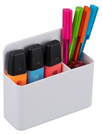 Relaxdays Stiftehalter 2er Set, Büro Organizer, weiß | magnetisch