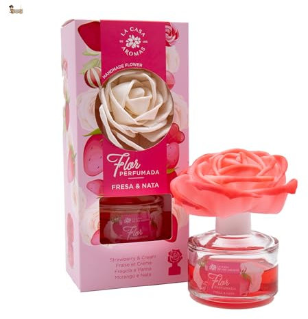 BricoLoco. Mikado Dulce Decorativo Flor 65ml Aroma Fresa y Nara. Más cómodo y Seguro Que Velas. Ambientador hogar, casa, habitación. Aroma Fresco. Decoración. Aromaterapia. (1)