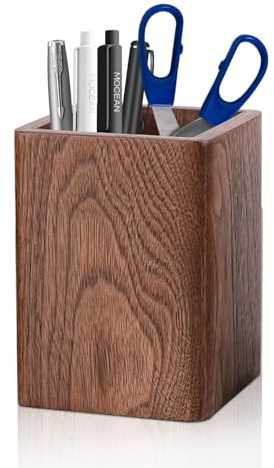 WIYETY Schreibtisch Stiftehalte für Organizerr: Stifteköcher Holz, Schwarzes Becher Walnussholz, Handarbeit, Hochwertige Geschenke, für Schreibware, Make Up Pinsel, Schreibtische, Büros (Braun)
