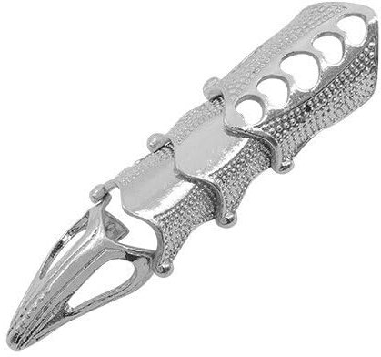 Zac's Alter Ego Gothic Jewellery Metallic Scaled Silver Full Finger Knuckle Claw Ring