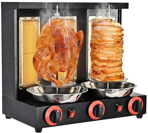 ZXSYYDS Vertical Doner Kebab Grill Machine, 360 ° Rotating Rotisserie Oven,Countertop Vertical Rotating Oven, Suitable For Family Gatherings And Friends Gatherings,Black-B