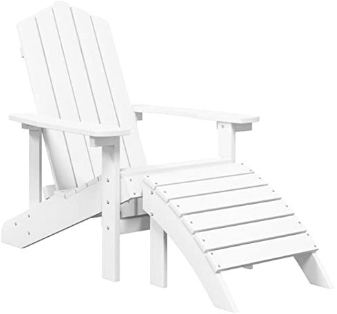 Tidyard Adirondack Gartenstuhl mit Fußstütze Gartenstühle Balkonstuhl Gartensessel Hochlehner Stuhl Garten Esstühle Armlehnstühle Terassenstuhl Balkonmöbel Set HDPE Weiß