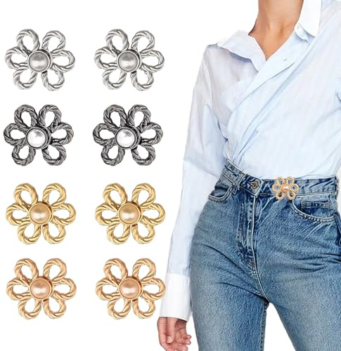 HUTRADE 8 Stücke Knöpfe Hosen Enger Machen, hosenpins, hosenbund enger machen, hosenpins，Hosenknöpfe, Jeansknopf, Kleidung Verstellbare Taille Schnallen