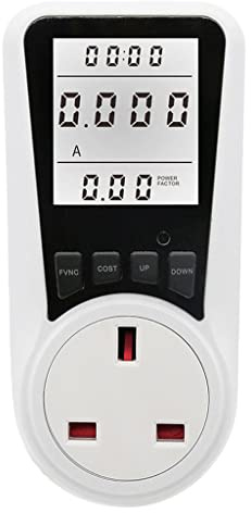 Monitor Energy Usage and Save Money | Large Display Electric Wattmeter Plug | Voltage Indicator LCD Power Meter - UK Standard