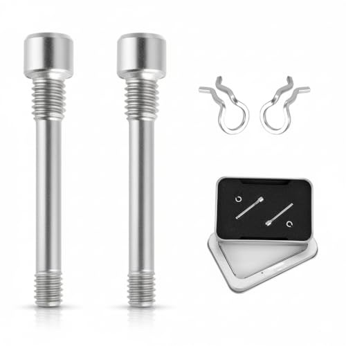 Yuiturt 2pcs M4 Bike Disc Brake Caliper Bolts Disc Brake Caliper Bolt Titanium Alloy Pin with Circlips Replacement Pin Set for Shimano Hydraulic Disc Brakes, Y8J798060(Silver)